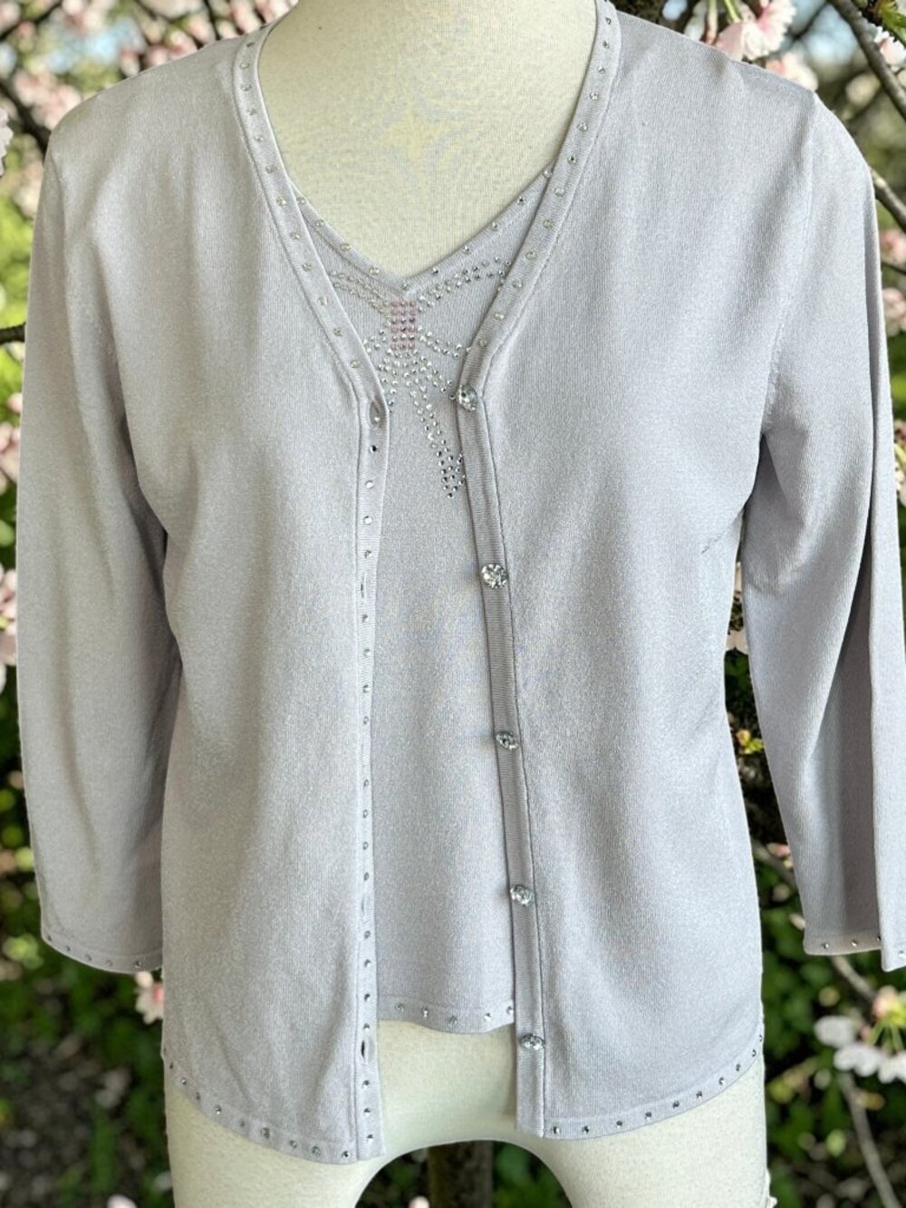 Doncaster Collection Dusty Lavender Twinset Tank and Cardigan Sweater NWT